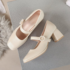Women's Mary Jane Square Toe Chunky