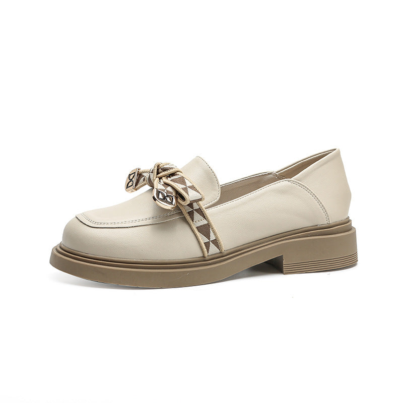 Women's Style Spring Round Head Chunky Metal Loafers