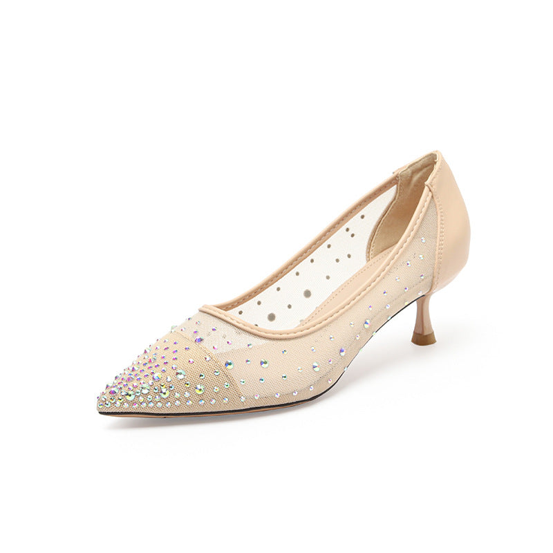 Creative Women's Pointed French Rhinestone Mesh