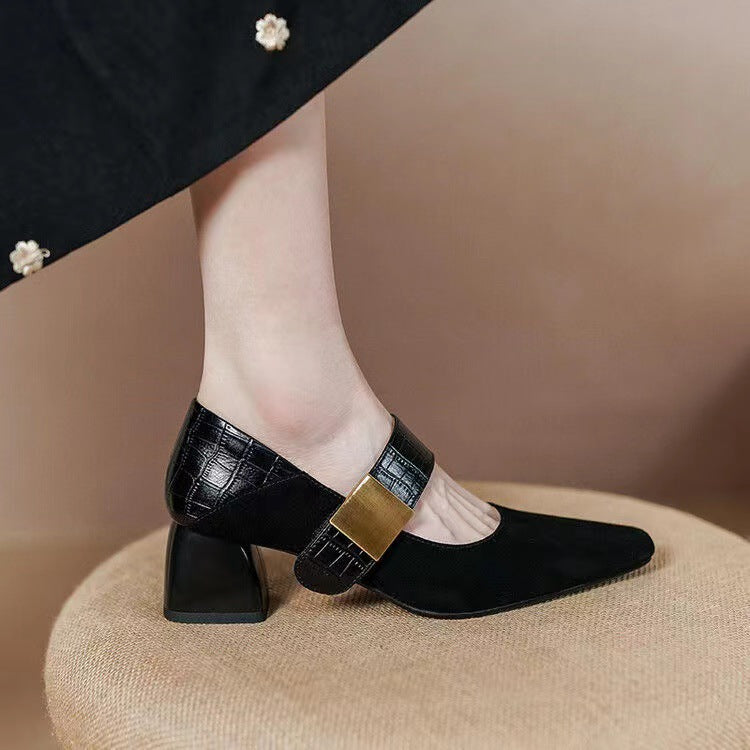 Women's Square Toe Mary Jane Mid Retro Word