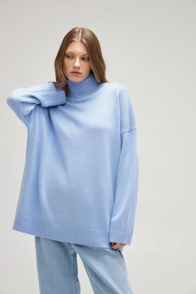 Knitted Half Turtleneck Loose Sweater