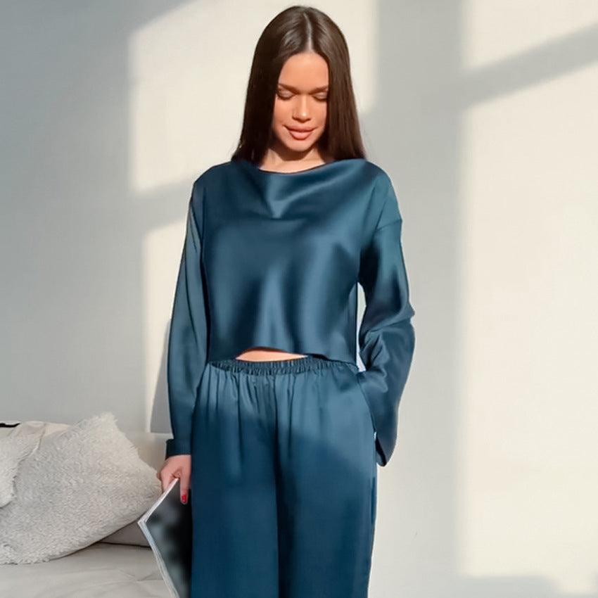 Pyjama fin en soie artificielle, confortable et frais, pour la maison