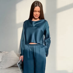 Pyjama fin en soie artificielle, confortable et frais, pour la maison