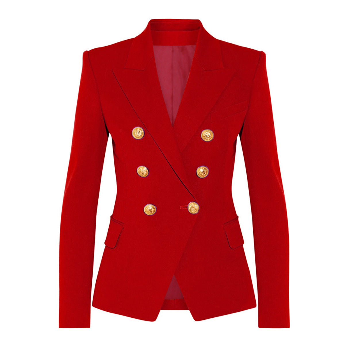 High Quality Top Blazer Metal Lion Head Buckle Double Breasted Small Blazers