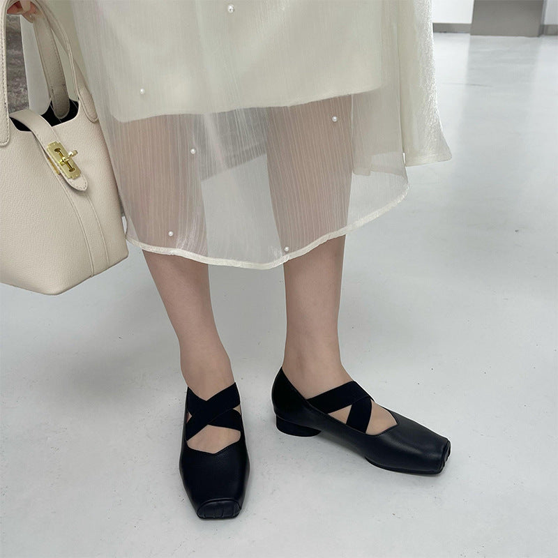 Popular Retro Soft Grandma Square Toe