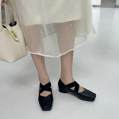 Popular Retro Soft Grandma Square Toe