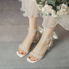 Women's Summer Chunky Comfortable French Pearl Ribbon