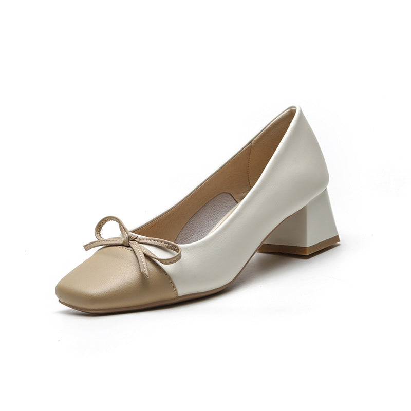 Durable Women's Pumps Korean Style Genuine Leather Shoes