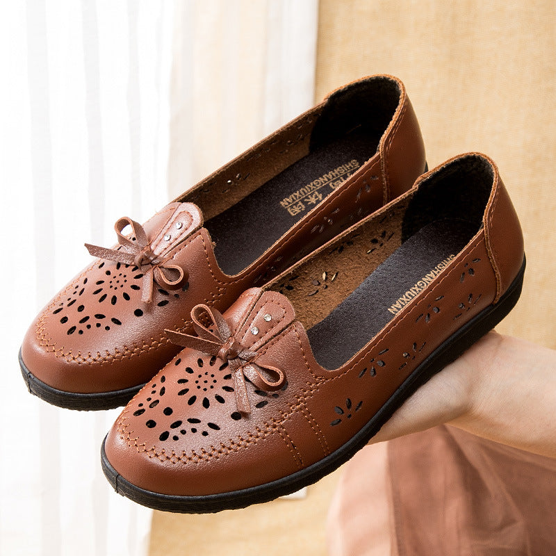 Women's Bottom Mom Pumps Flat Hollowed