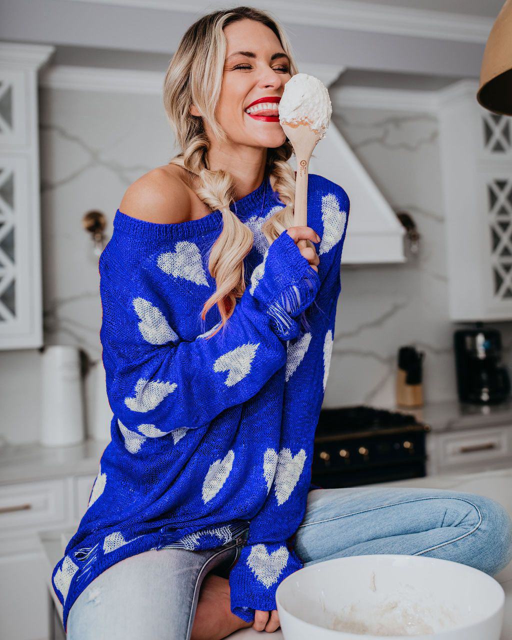 Pull en tricot tendance avec cœur