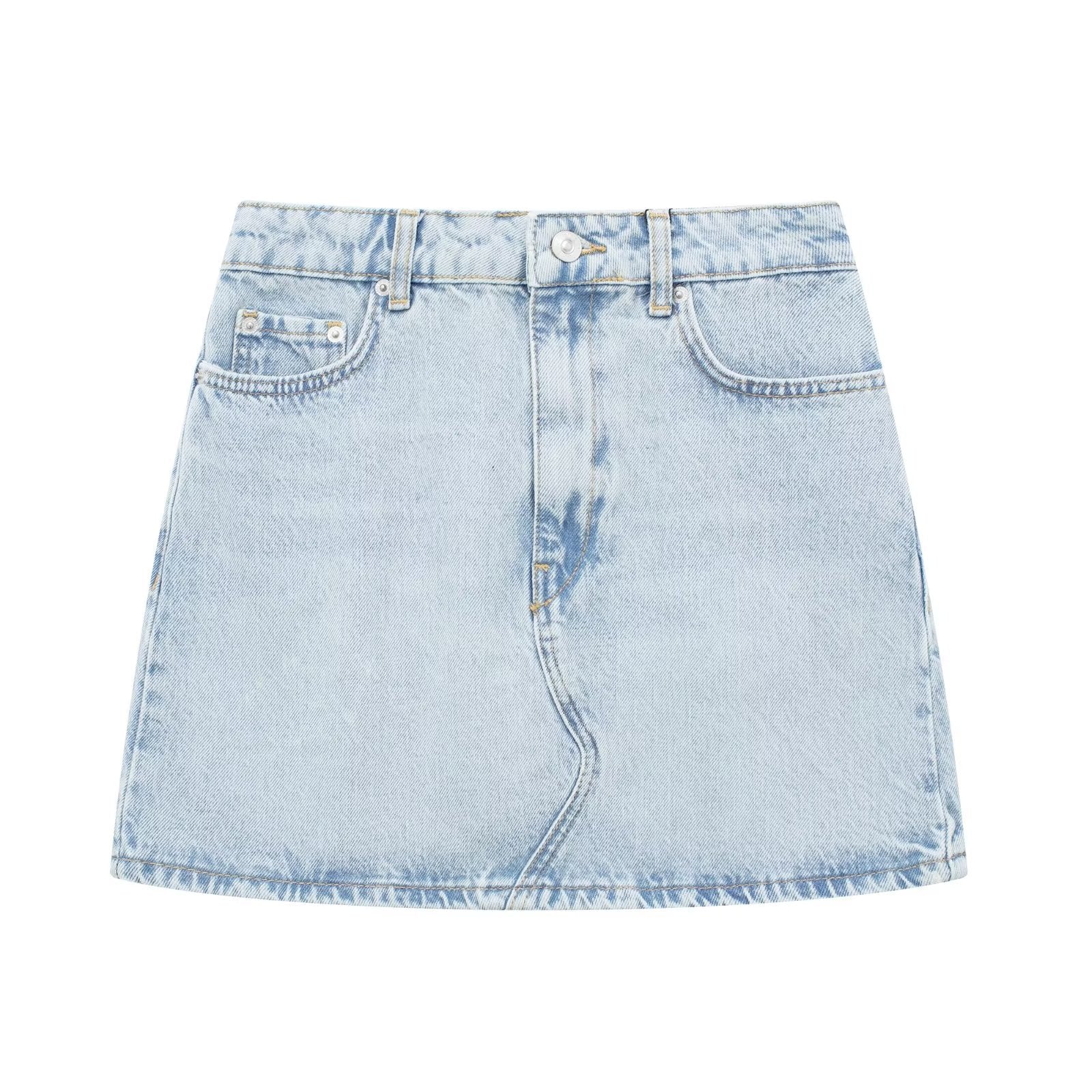 Sleeveless V neck Denim Jacket High Waist Mini Skirt