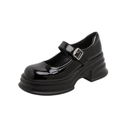 Bas Mary Jane rétro en cuir de vache pour femme