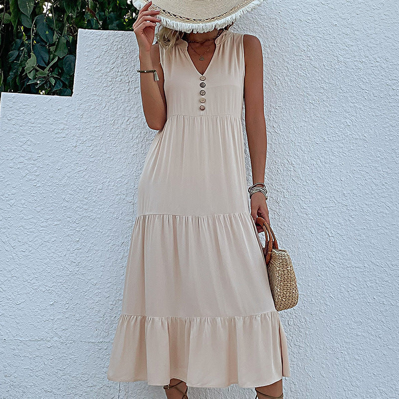 Vest Dress Sleeveless Loose Casual Solid Color Babydoll Dress