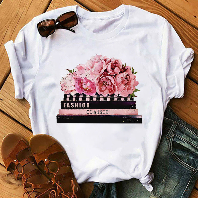 T shirt Top Print round Neck Top T-shirt