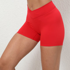 Cross Waist Cool Breathable Exercise Shorts Peach Hip Fitness Shorts Hip Lifting Stretch Yoga Shorts
