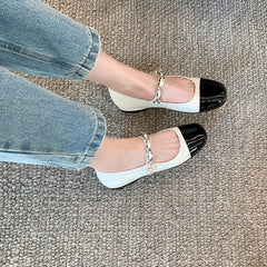 Damen Mary Jane Sommer Kleine Farblich passende Wort