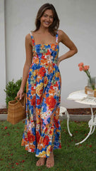Printed High Waist Strap Dress