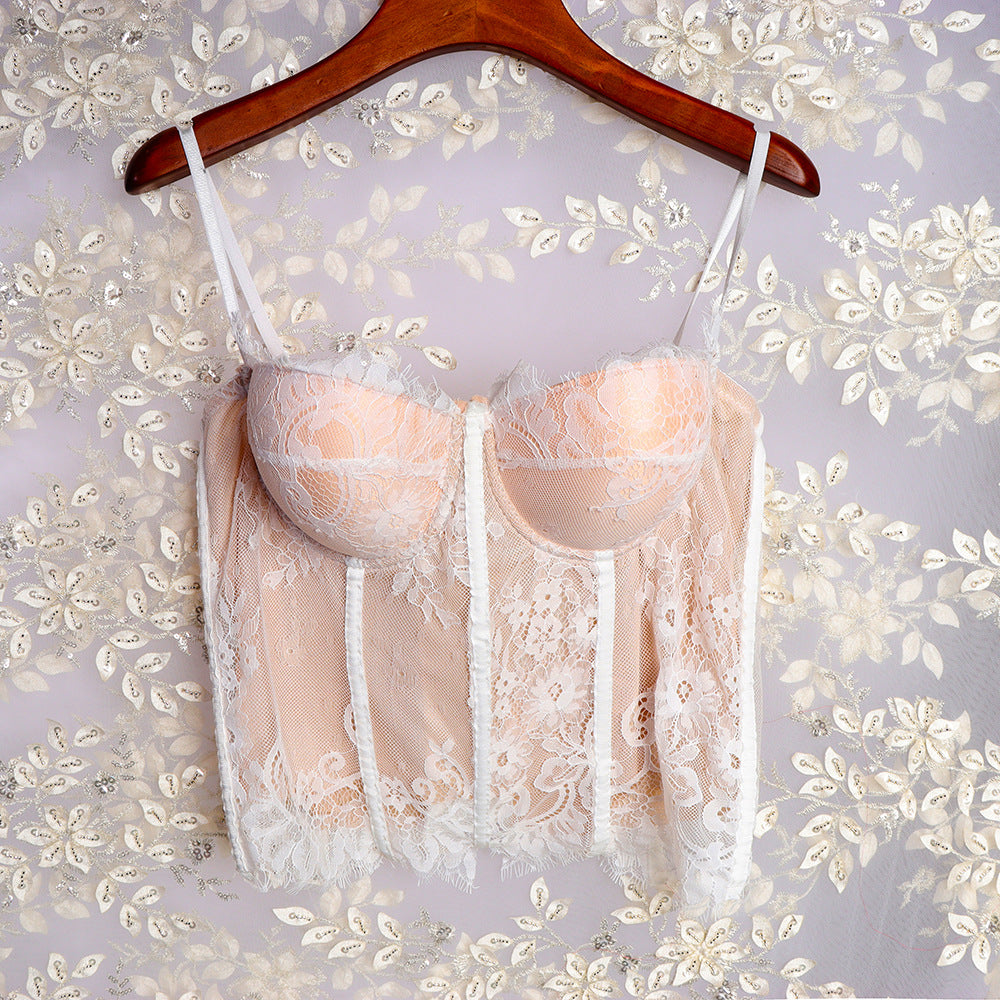 Thin Boning Corset Strap Waist Tight Lace Bottoming Vest Bra-Free Can Be Worn outside Mesh Shirt