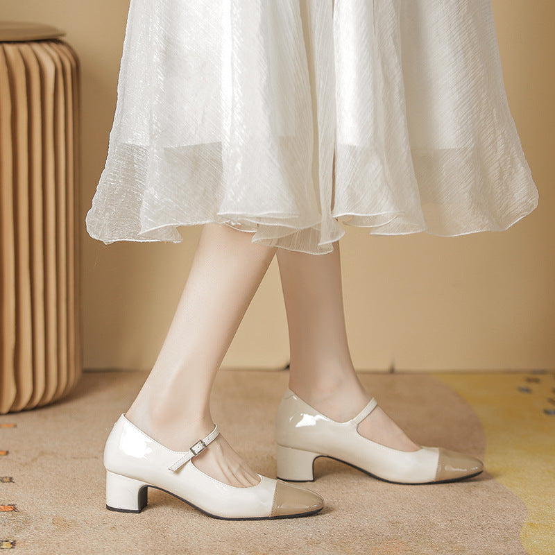 Jane French Style Low-Cut Chunky Color Heels für Damen