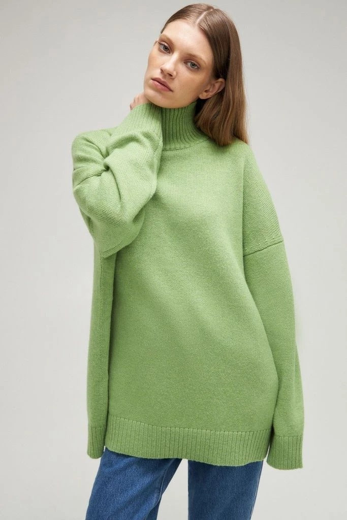 Knitted Half Turtleneck Loose Sweater