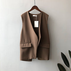 Blazer Vest Korean V-neck Sleeveless Loose Back Slit Vest