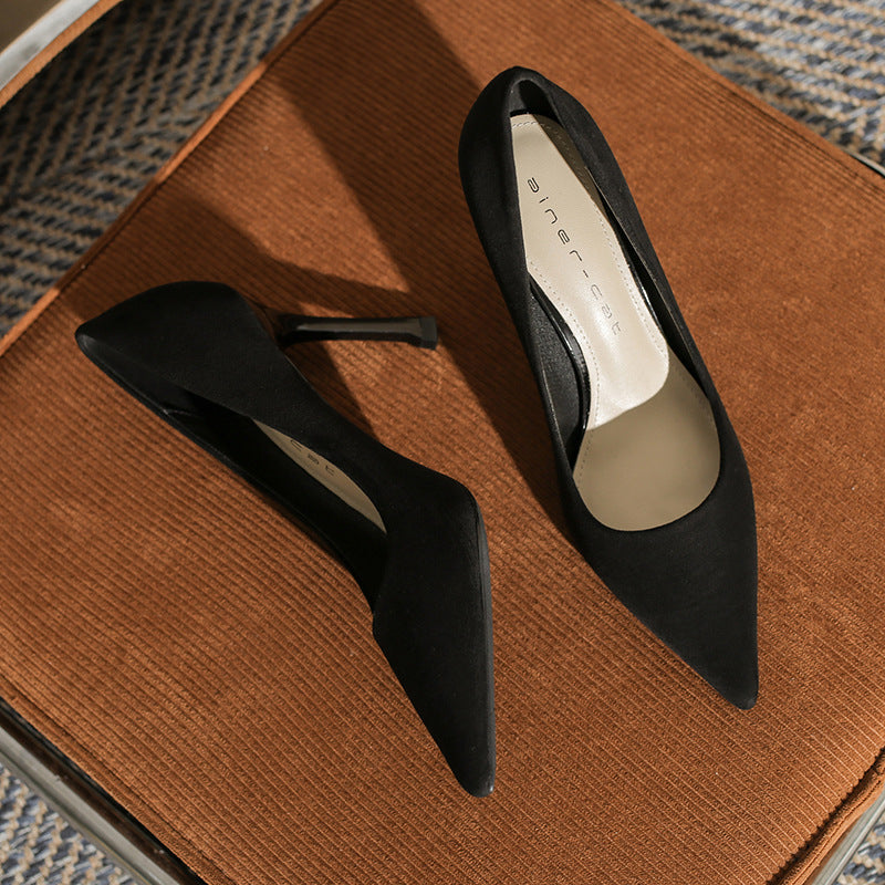 Damen Spitz High Stiletto Frühling Wildleder Heels