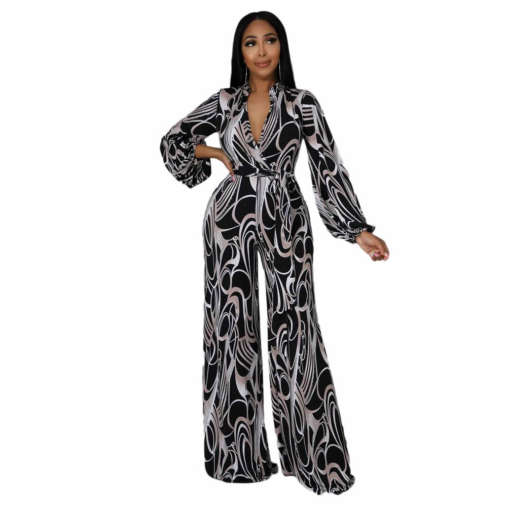Printed Loose Casual Jumpsuit