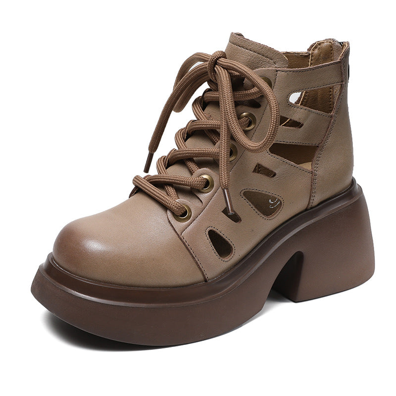 Women's Thick-soled Retro Cowhide Roman Female