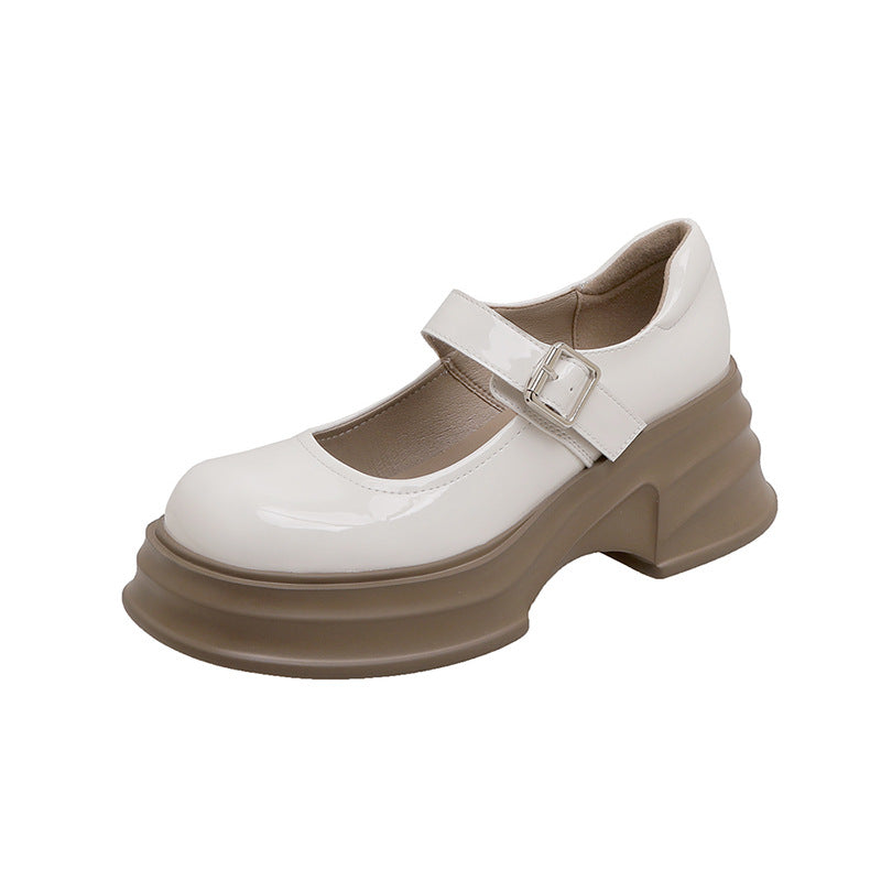 Bas Mary Jane rétro en cuir de vache pour femme