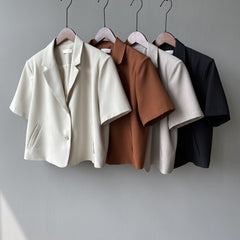 Solid Color Short Sleeved Small Korean Loose Short Small Blazers