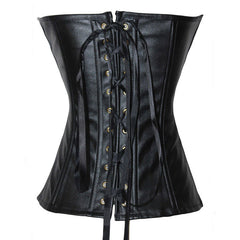 Corset court en cuir avec fermeture éclair