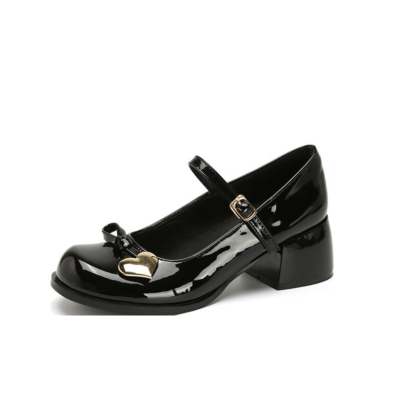 Women's Bow Gentle Shallow Mouth Thick Mid Heels