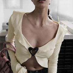 round Neck Long Sleeve Short All Match Top
