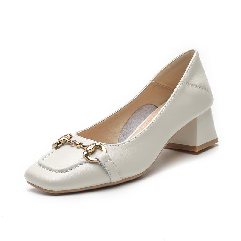Women's British Style Genuine Mid Chunky