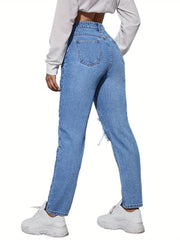 Zerrissene Jeans mit hoher Taille