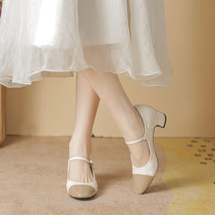 Jane French Style Low-Cut Chunky Color Heels für Damen