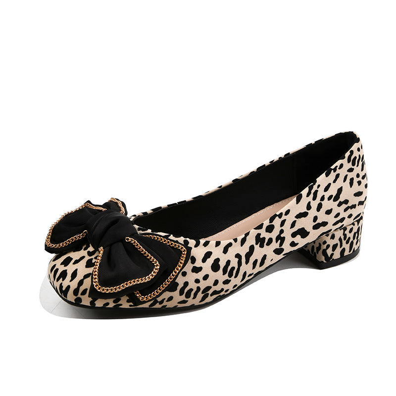 Damen Low-Cut Klassischer Stil Französisch Vintage Leopardenmuster