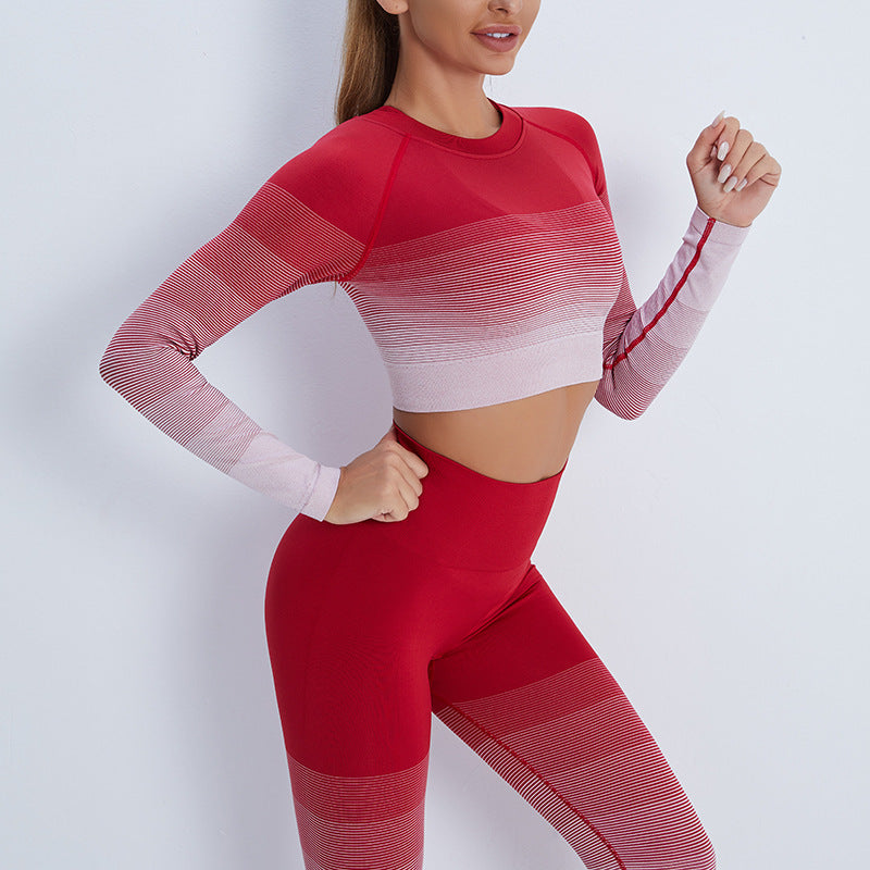 Gradient Sports Long Sleeve Trousers Suit Fitness Running Yoga Long Sleeve Tights