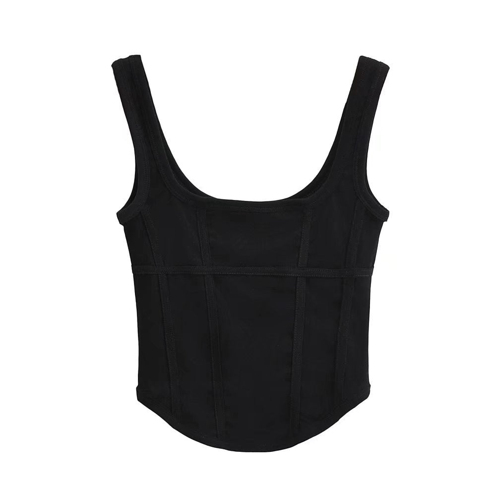 Curved Hem Exposed cropped Niche All-Match Wear Boning Corset Boning Corset Camisole