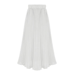 Casual Solid Color All-Matching Waist Chiffon Skirt A- line Skirt Pleated Skirt