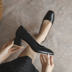 Women's Chunky Pumps Mid Professional Black High