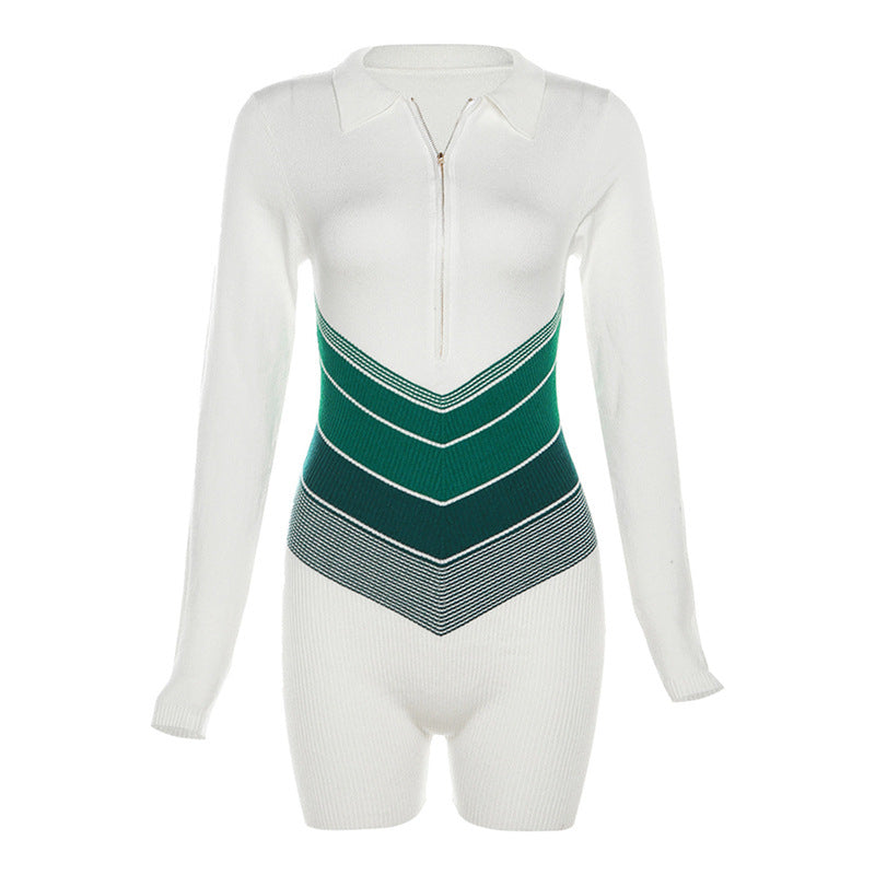 Fall Stitching Long Sleeve High Waist Tight Sports Fitness Jumpsuit