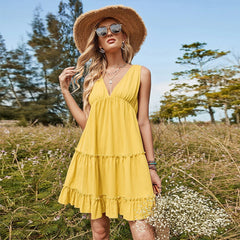 Sundress V-neck Pastoral Simple Dress Shoulder Strap Wild Dress