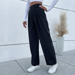 Pantalon décontracté moulant de couleur unie
