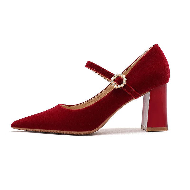 Damen Fu Spitzschuh Chunky High Heels
