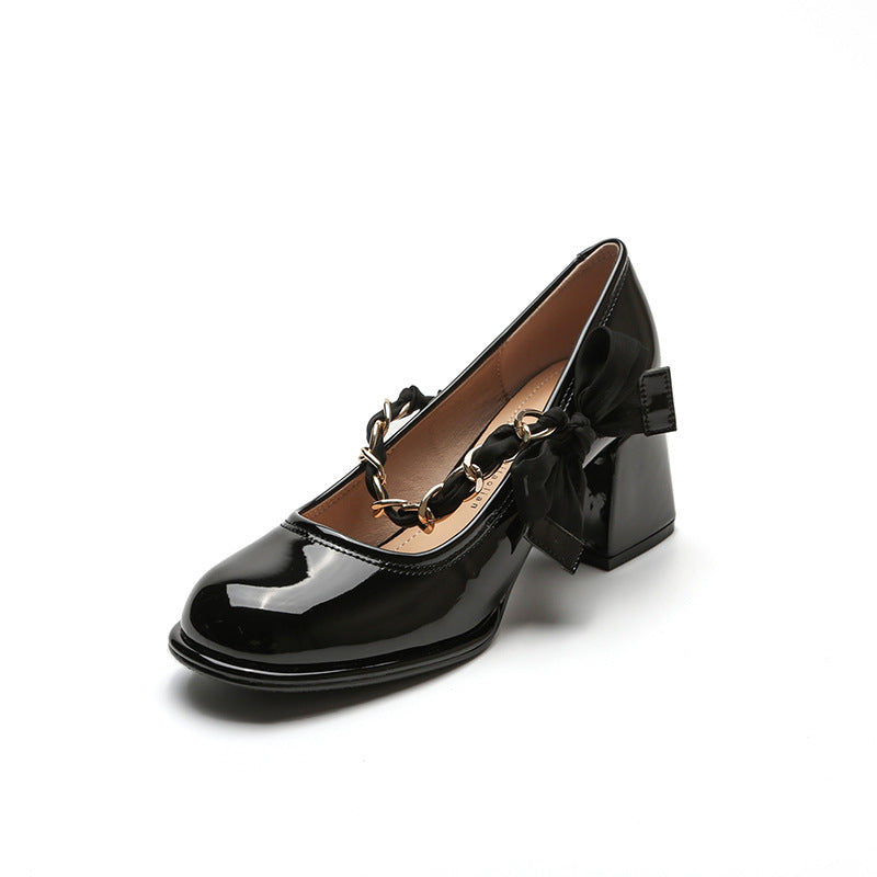 Women's High Mary Jane Summer Bow Thick
