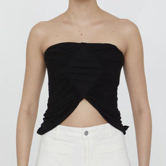 Bare Cropped Slim Fit Pleating Tube Top