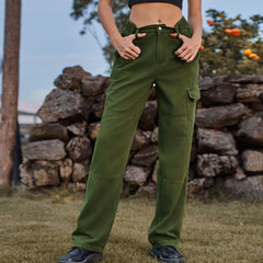 Elastic Waist Denim Cargo Pants Casual Pants Trousers Trend