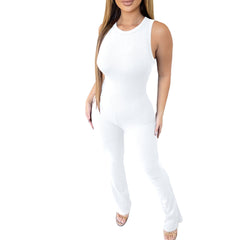 Comfortable Sleeveless Zipper Slim Fit High Waist Micro Pull Jumpsuit