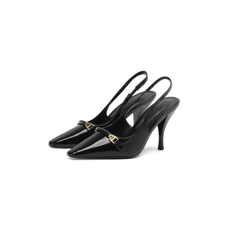Women's Spring Black Patent Shallow Mouth